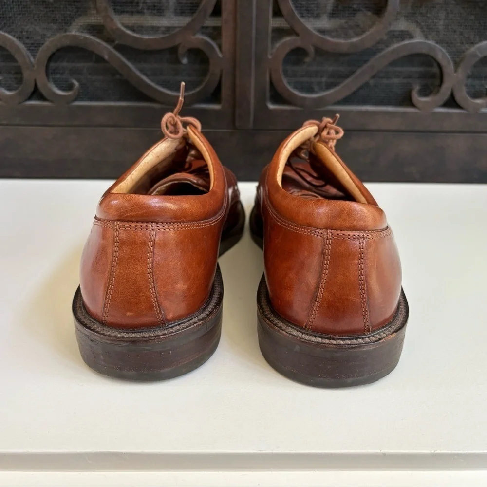 Johnston & Murphy Passport Brown Woven Leather Dress Derby Oxford Shoes 12